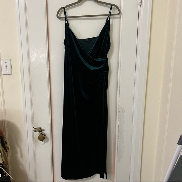 RACHEL ZOE Velvet Dress Slit V Neck Vneck sleeveless Los Angeles New York - Picture 2 of 9